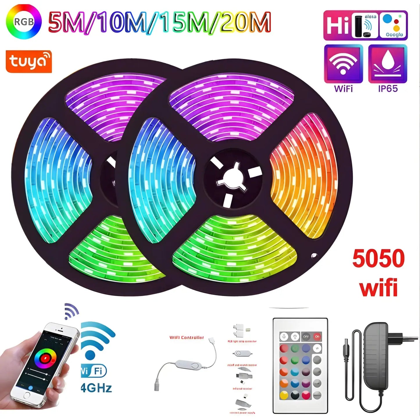 Smart LED Strip Light - WiFi & Bluetooth Control 5050 RGB - Strip light