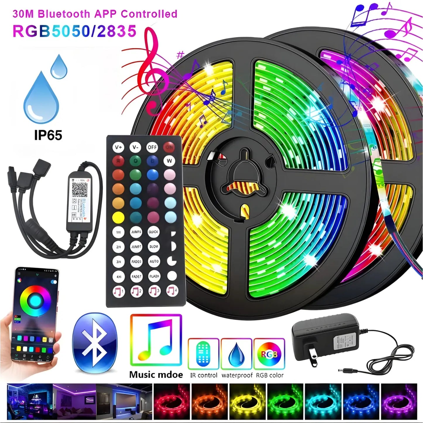 Smart LED Strip Light - WiFi & Bluetooth Control 5050 RGB - Strip light