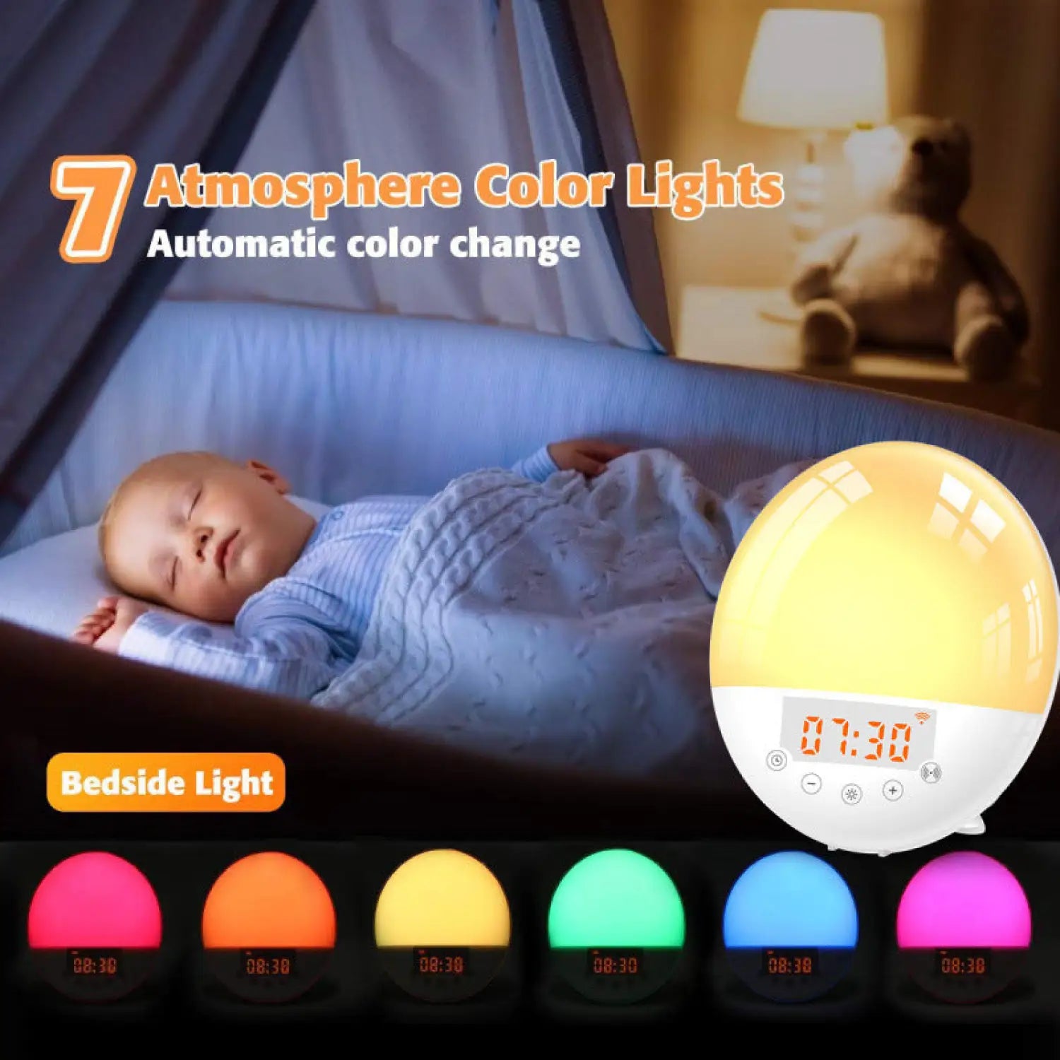 Smart Wakeup Light Alarm Clock with Sunrise Simulation and Voice Control - US Version - Light Fixture