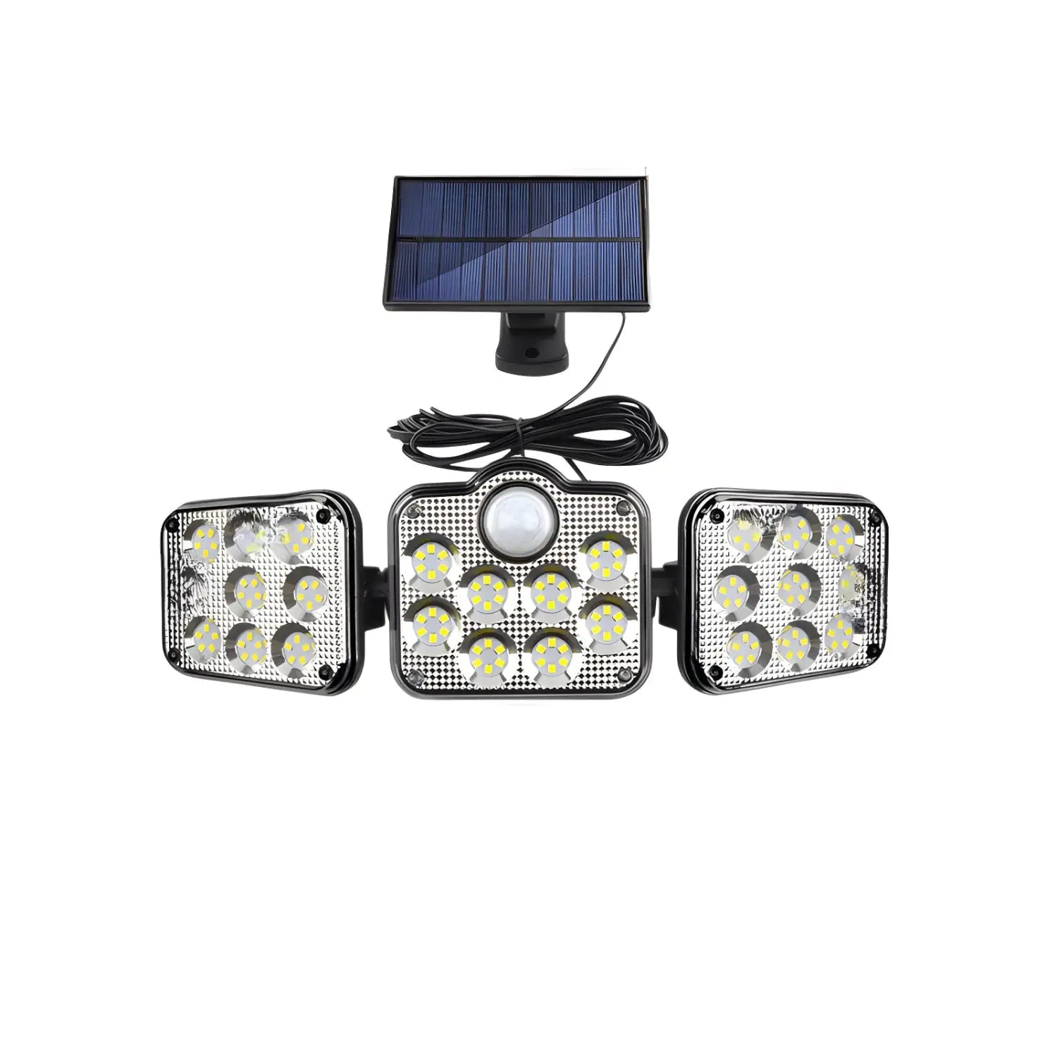 Solar Lamp Outdoor Flood Light with Motion Sensor 3 Heads IP65 Waterproof - E - Solar Light