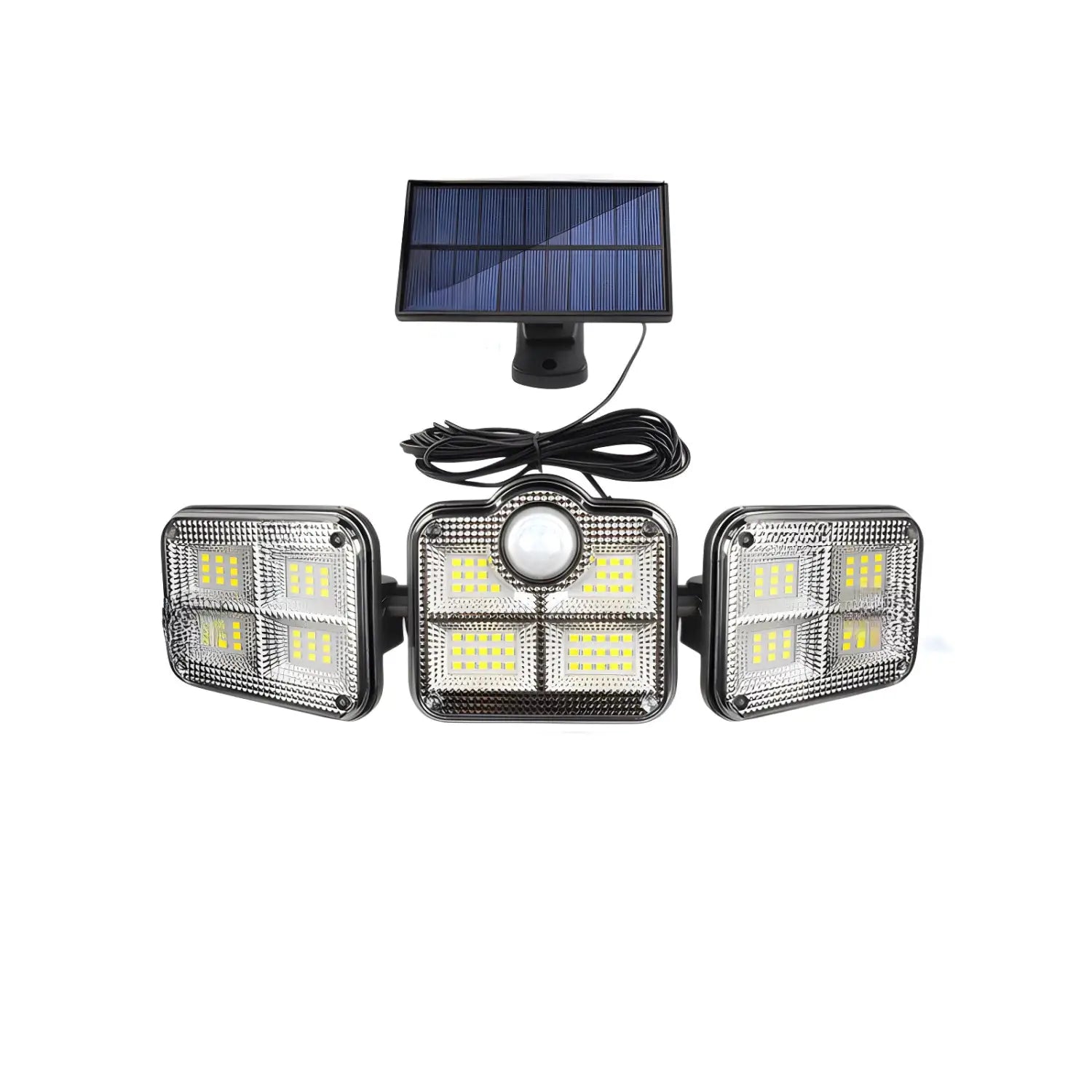 Solar Lamp Outdoor Flood Light with Motion Sensor 3 Heads IP65 Waterproof - H - Solar Light