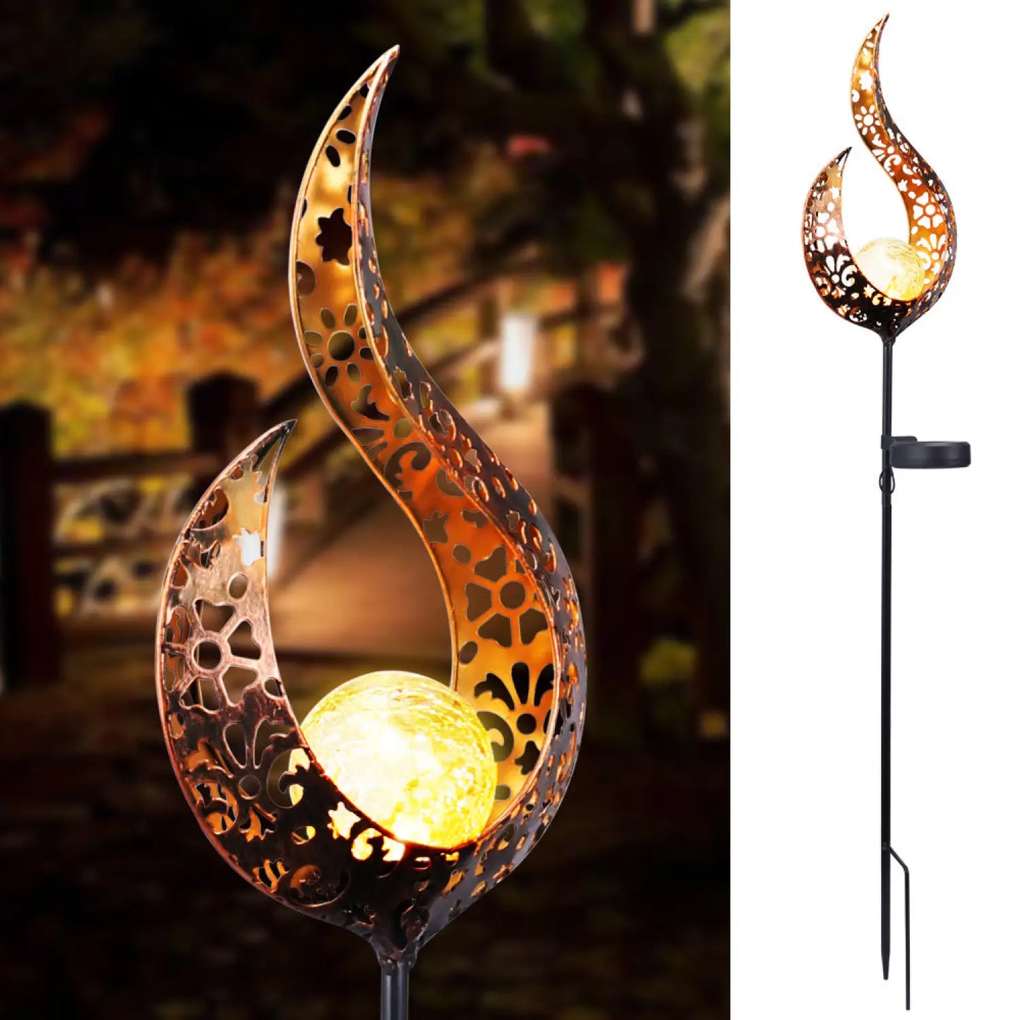 Solar LED Lamps with Waterproof & Flame Effect for Outdoor Garden Lighting - Cutout - 12V Hanging Light