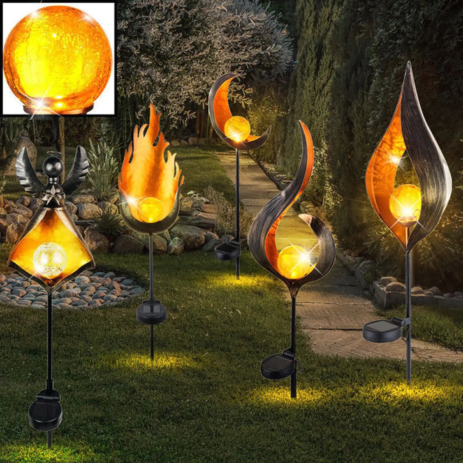 Solar LED Lamps with Waterproof & Flame Effect for Outdoor Garden Lighting - 12V Hanging Light