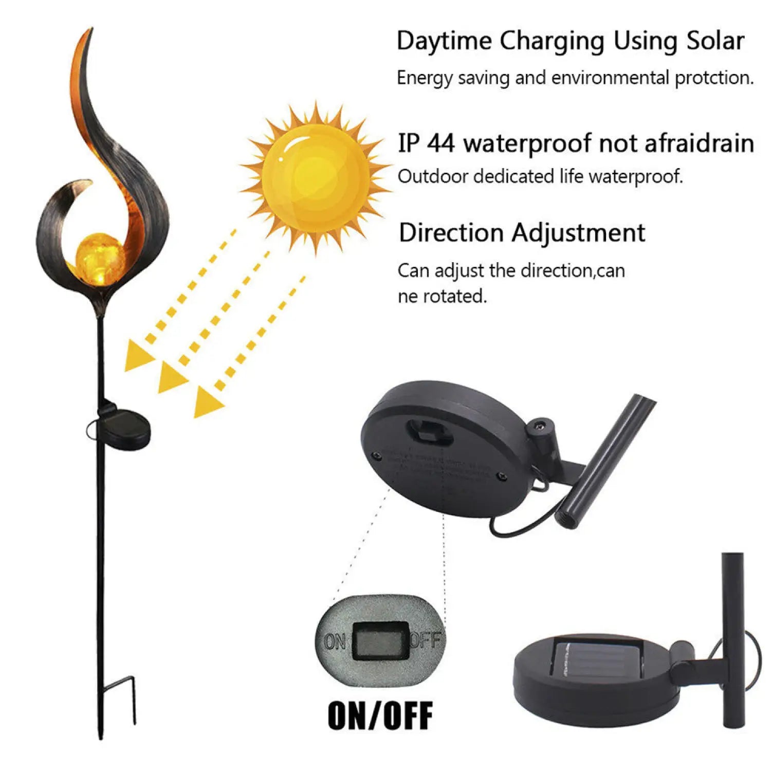 Solar LED Lamps with Waterproof & Flame Effect for Outdoor Garden Lighting - 12V Hanging Light