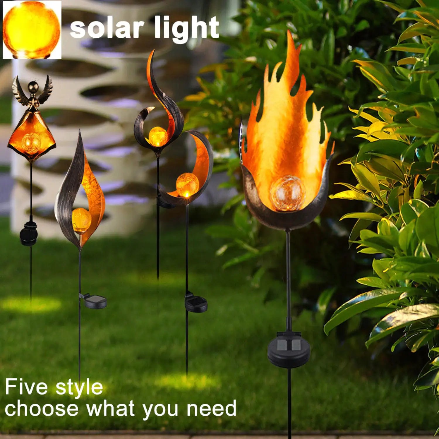 Solar LED Lamps with Waterproof & Flame Effect for Outdoor Garden Lighting - 12V Hanging Light