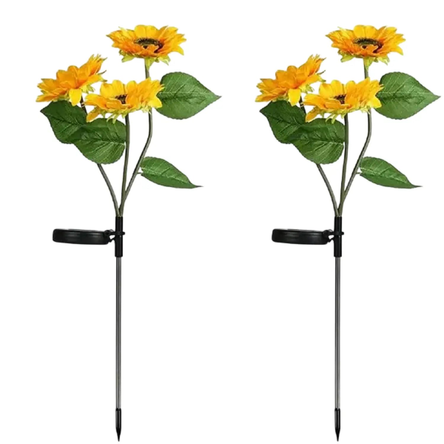 Solar Light LED Outdoor Stake with 3 Sunflower Heads & Waterproof for Garden - 2 PCS - Solar Light