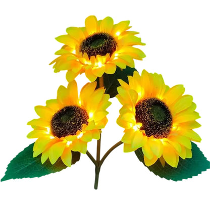 Solar Light LED Outdoor Stake with 3 Sunflower Heads & Waterproof for Garden - Solar Light