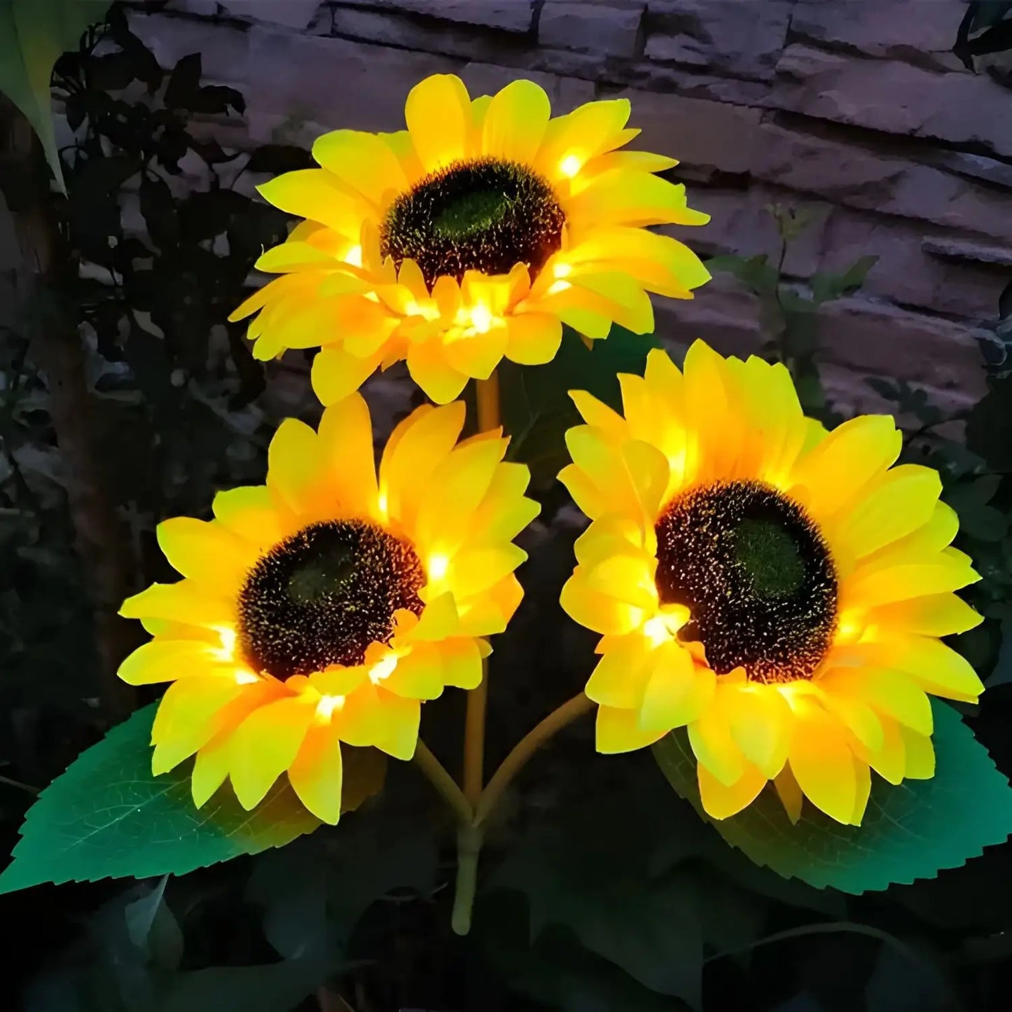 Solar Light LED Outdoor Stake with 3 Sunflower Heads & Waterproof for Garden - 2 PCS - Solar Light