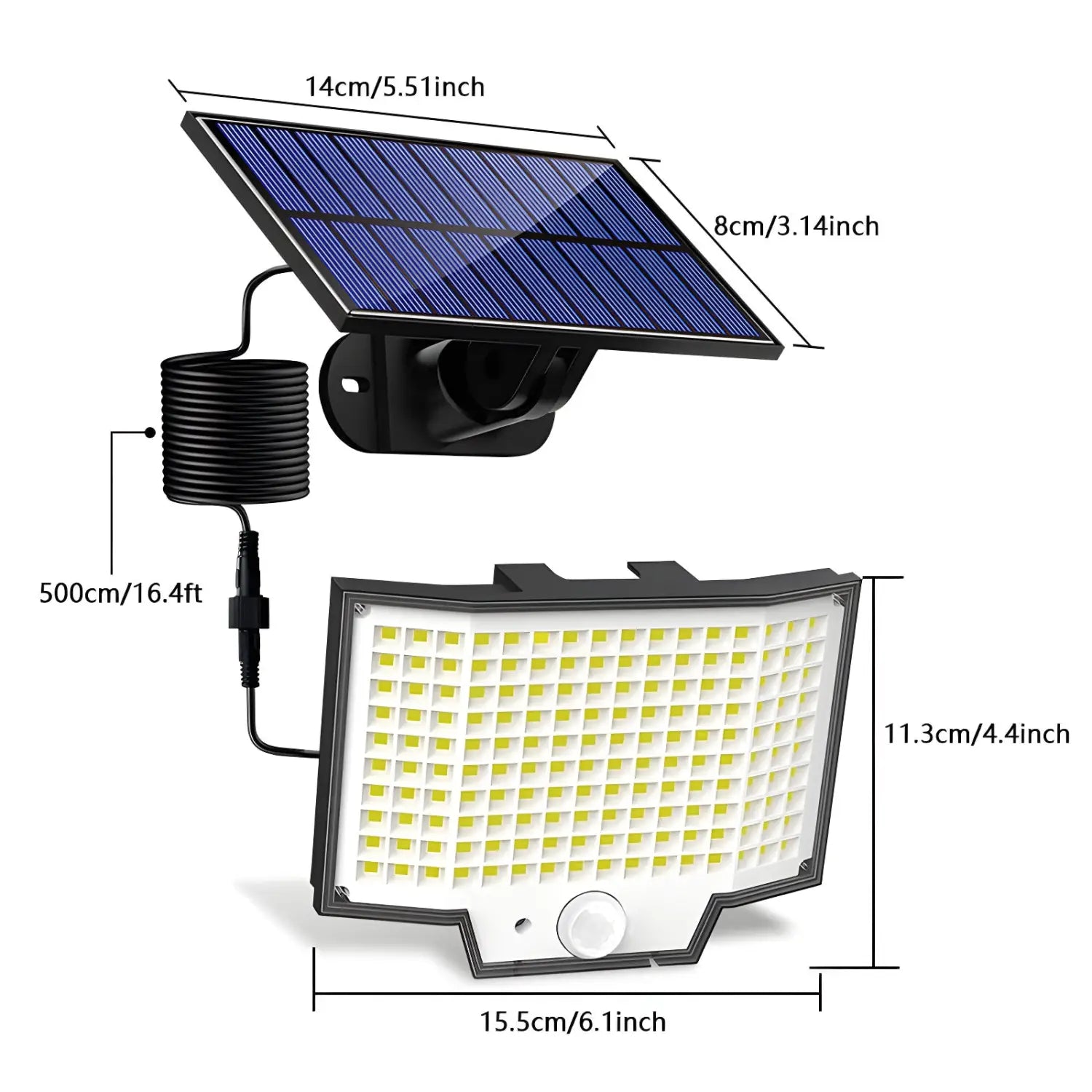 Solar Light Outdoor LED Motion Sensor Wall Lamp with 3 Modes & IP65 Waterproof - Solar Light