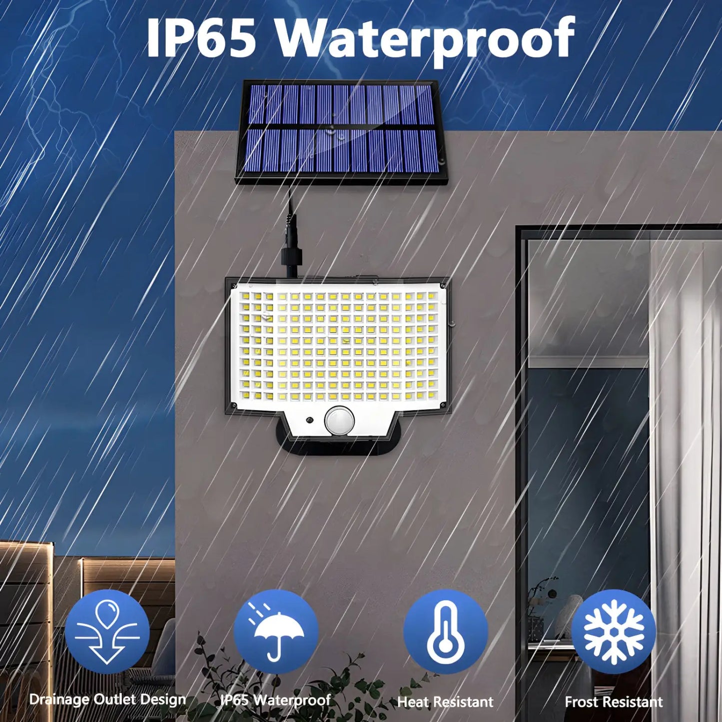 Solar Light Outdoor LED Motion Sensor Wall Lamp with 3 Modes & IP65 Waterproof - Solar Light