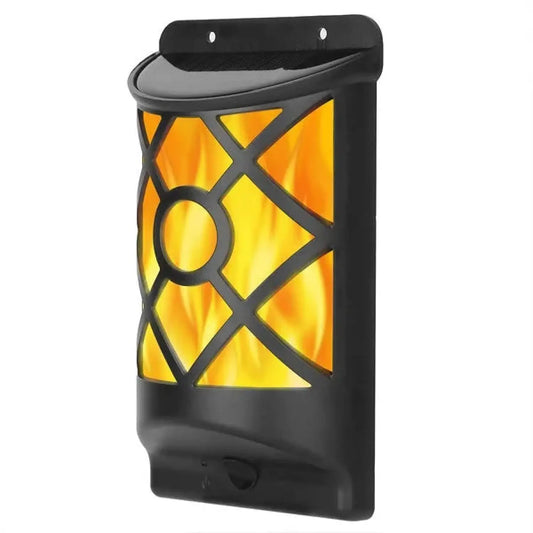 Solar Light Outdoor Waterproof with 96 LED Flickering Flame Effect - Black - Solar Wall Light