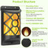 Solar Light Outdoor Waterproof with 96 LED Flickering Flame Effect - Black - Solar Wall Light