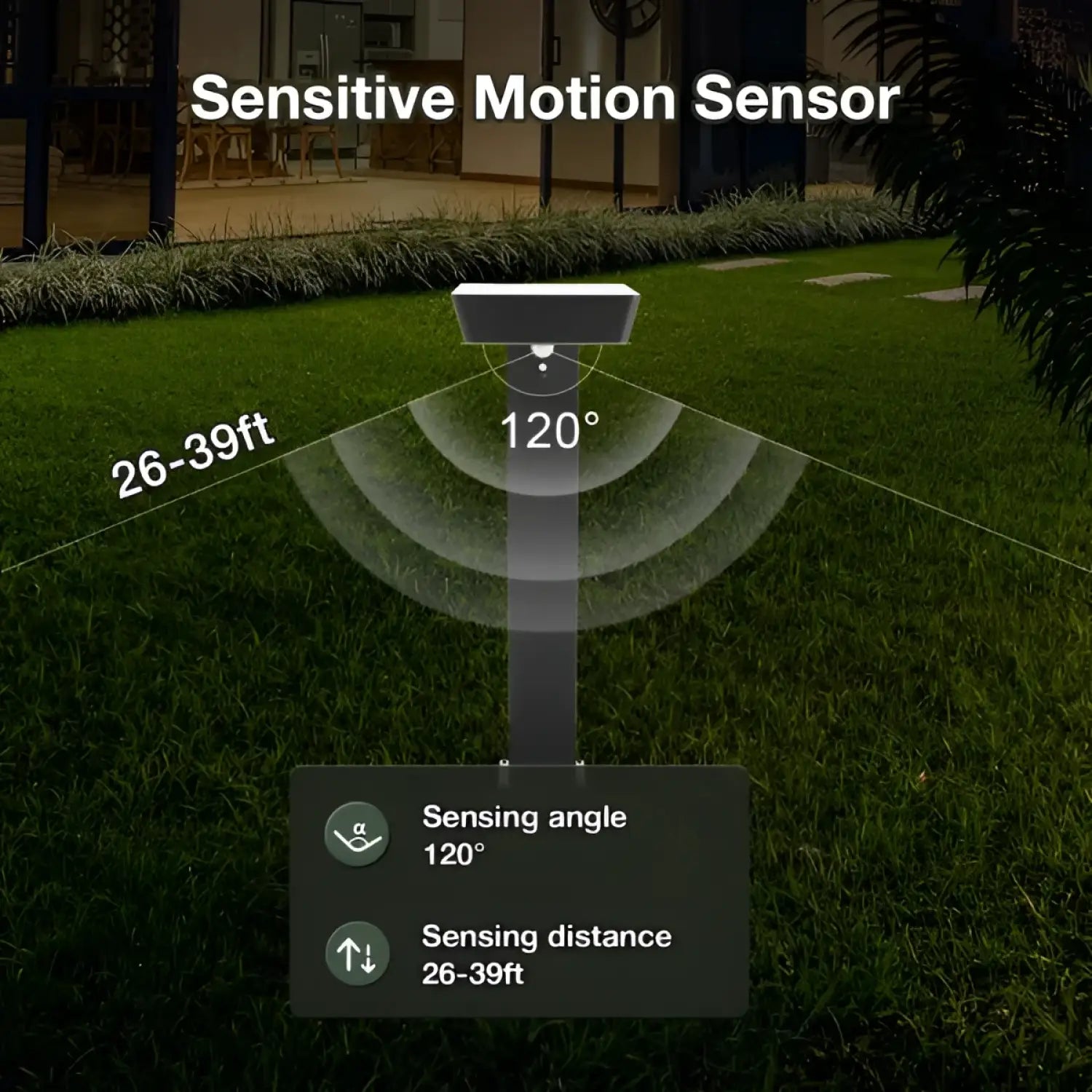 Solar Pathway Lights Outdoor LED Landscape Path Light With Dusk To Dawn Photocell Motion Sensor 1985 - Black - 12V