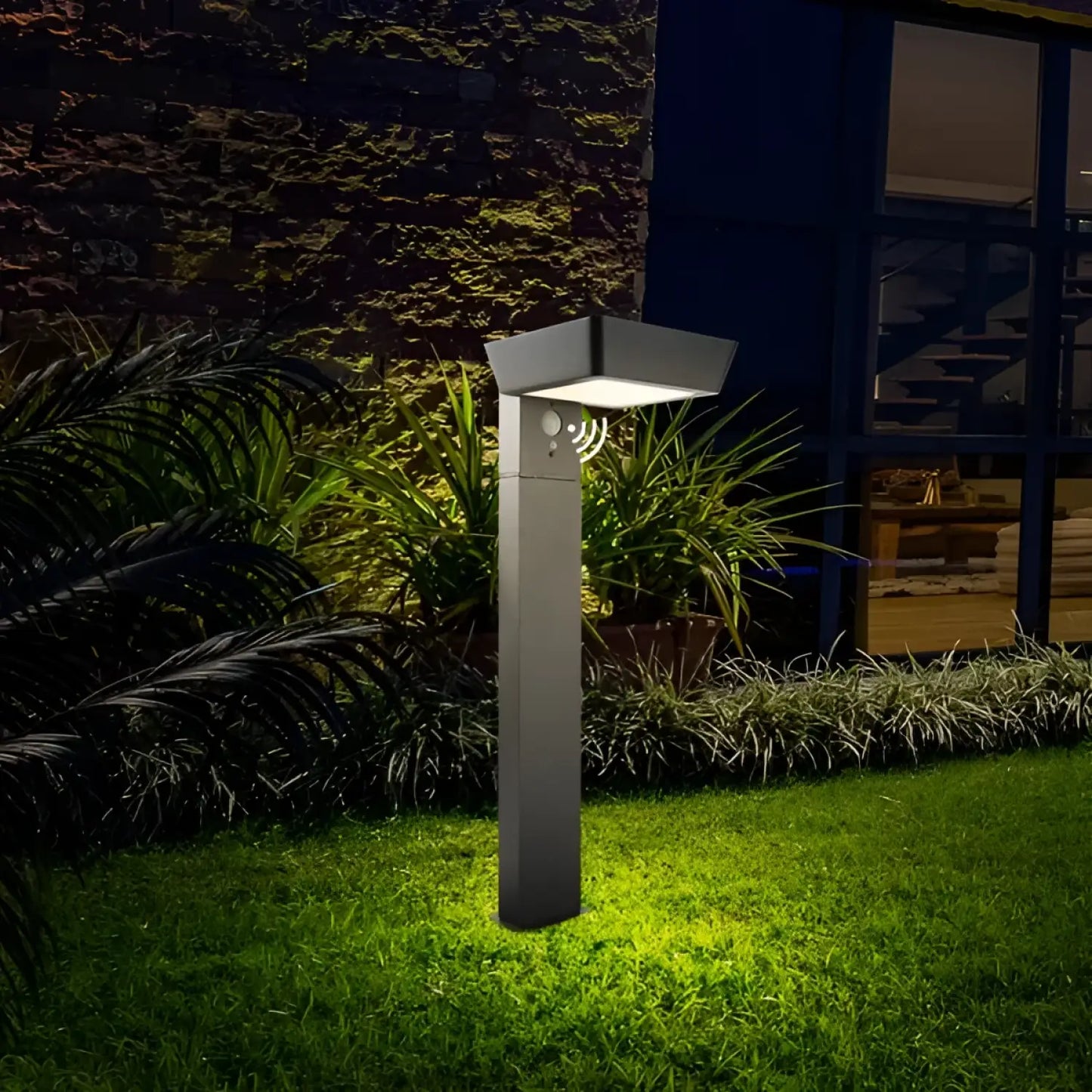 Solar Pathway Lights Outdoor LED Landscape Path Light With Dusk To Dawn Photocell Motion Sensor 1985 - Black - 12V
