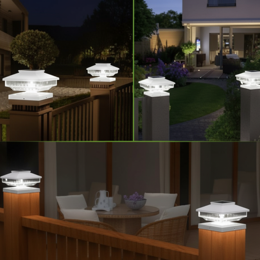 Solar Postcap Light with Waterproof LED Lamp for Posts - White - 12V Hanging Light