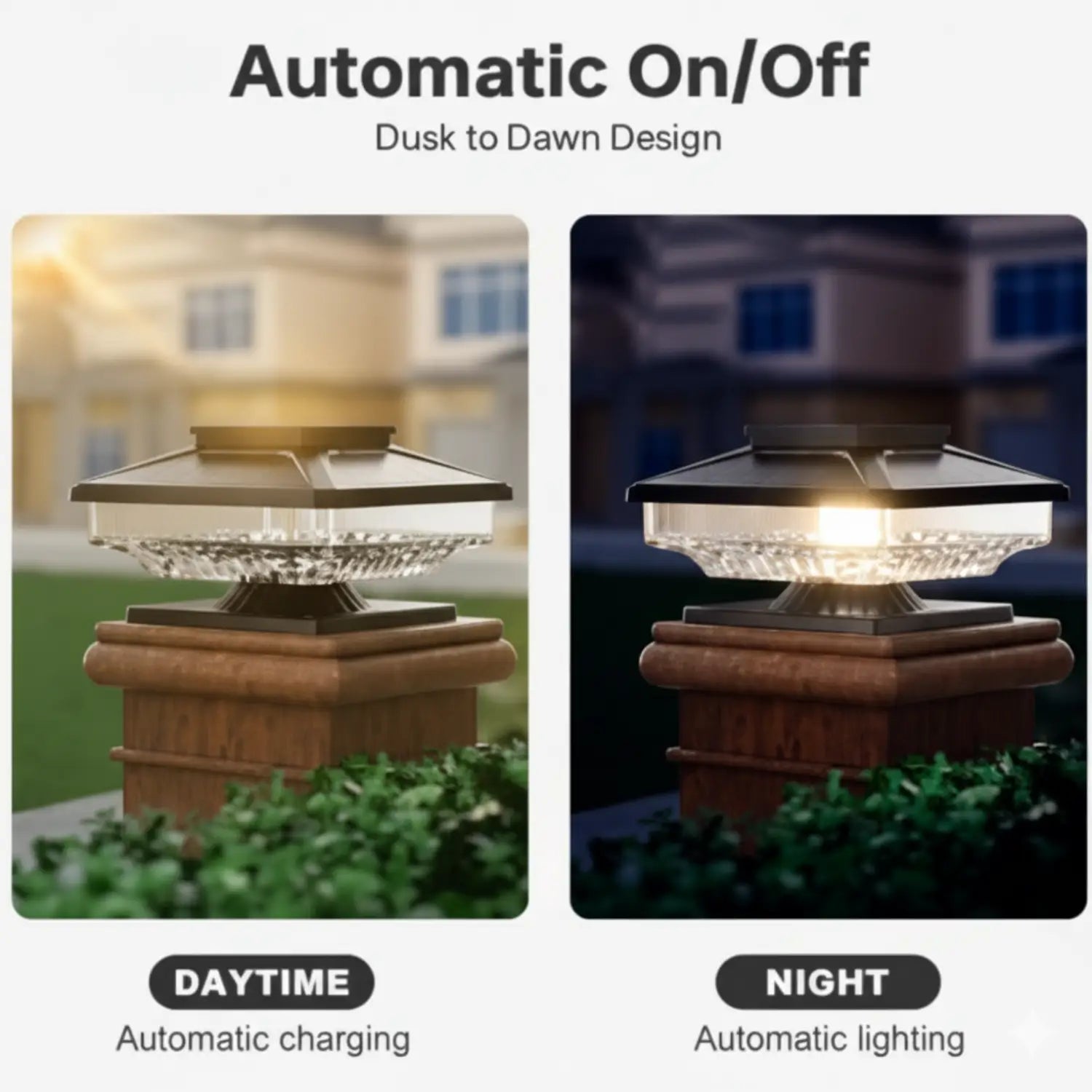 Solar Postcap Light with Waterproof LED Lamp for Posts - White - 12V Hanging Light