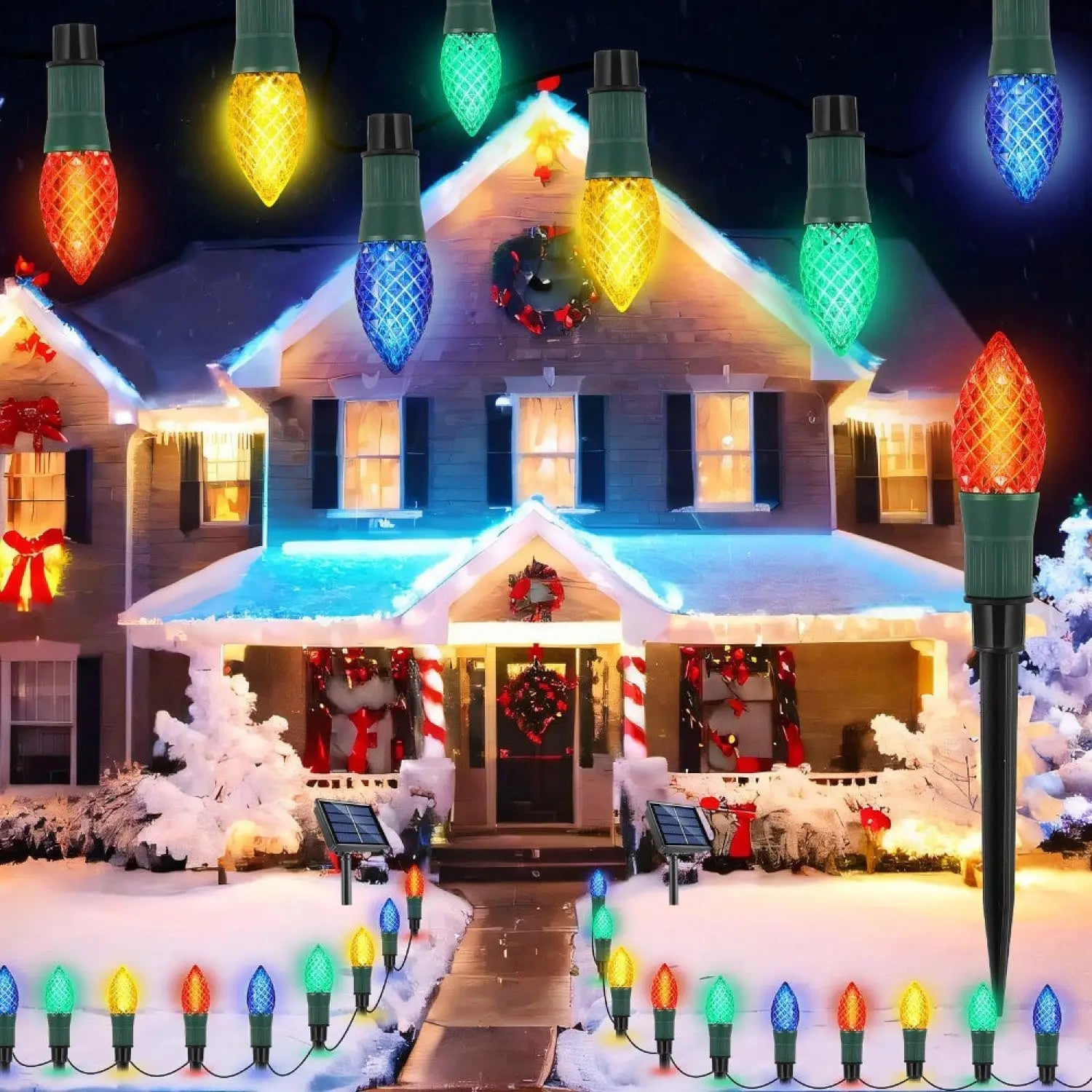 Solar Powered Light with 20pcs Set for Outdoor Decor & Strawberry Design - Multi Color - Solar Light