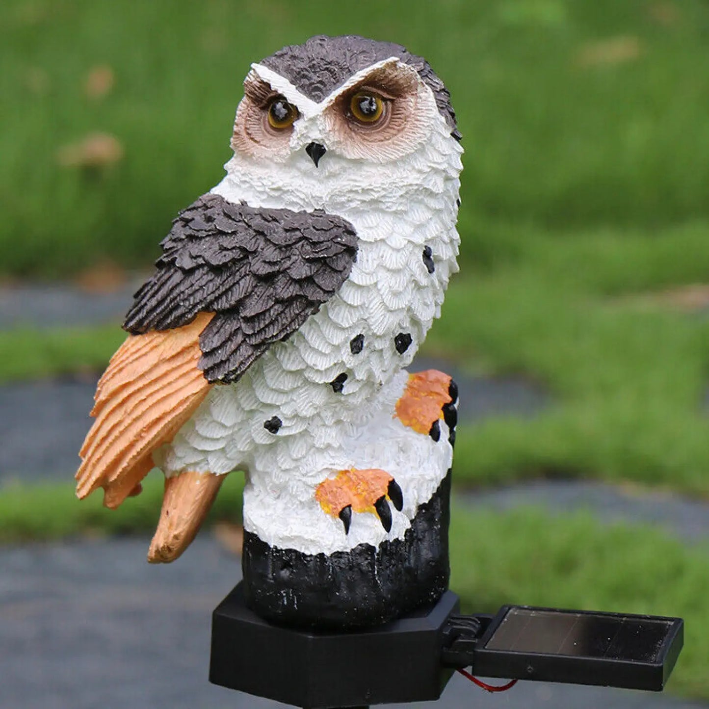 Solar Powered Owl LED Light for Pathways Resin Outdoor Decor - Brown - Solar Light
