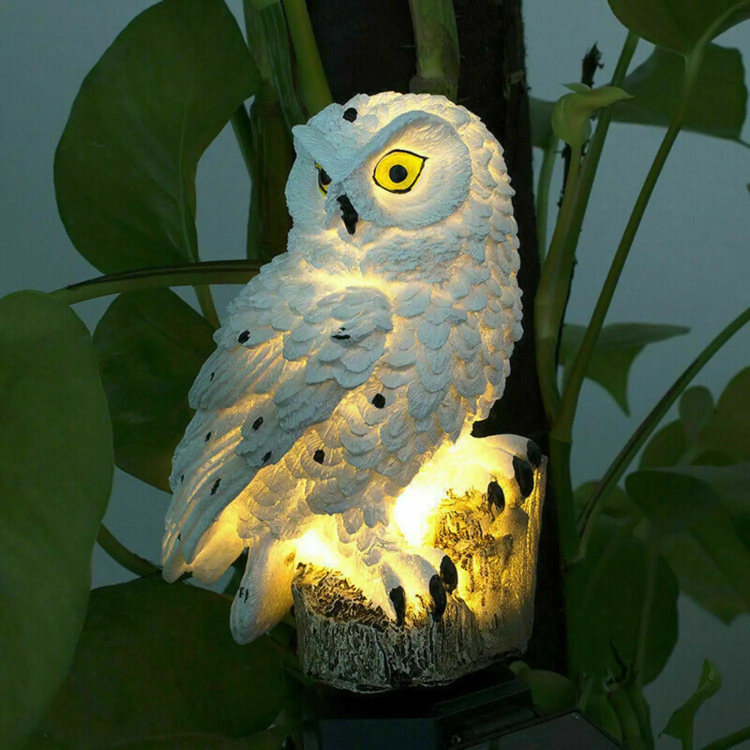 Solar Powered Owl LED Light for Pathways Resin Outdoor Decor - Brown - Solar Light
