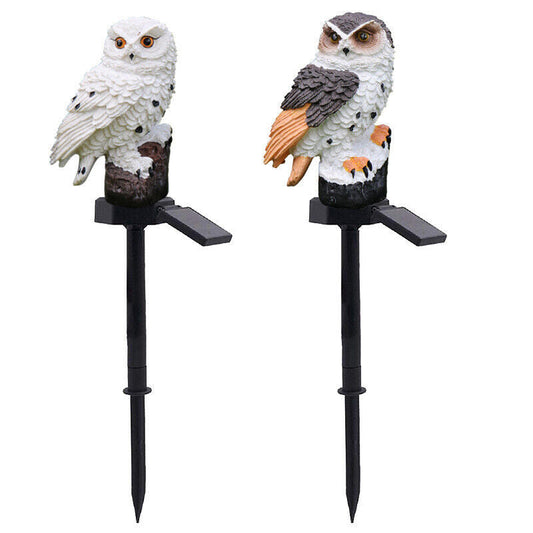 Solar Powered Owl LED Light for Pathways Resin Outdoor Decor - Brown - Solar Light