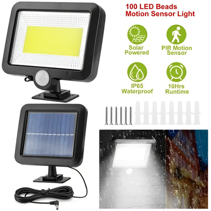Solar Powered Wall Lights Outdoor LED Beads Motion Sensor Lamp - Black - solar Wall Light