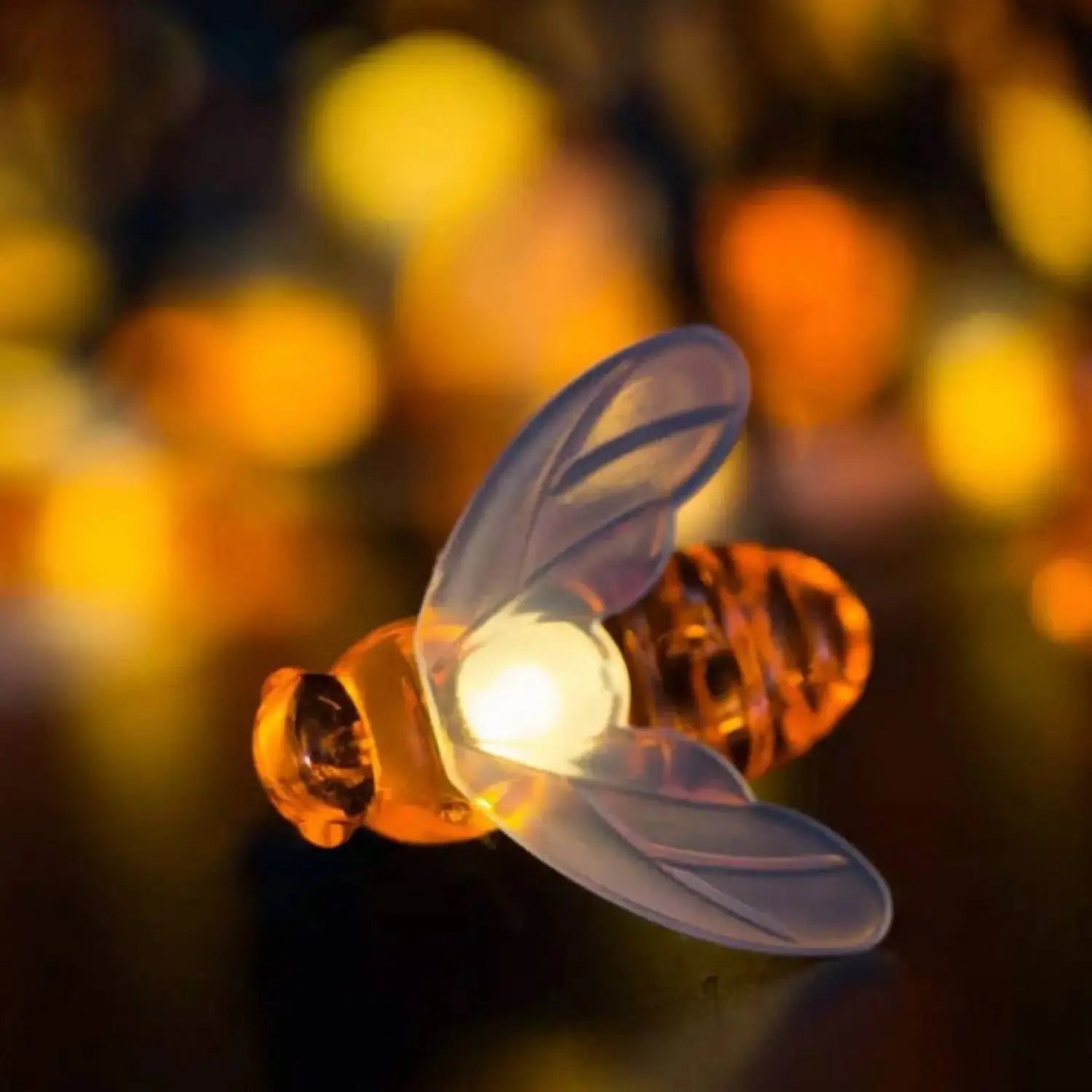 Solar String LED Lights with Bee Design for Garden Party & Holiday Decor - 12V Hanging Light