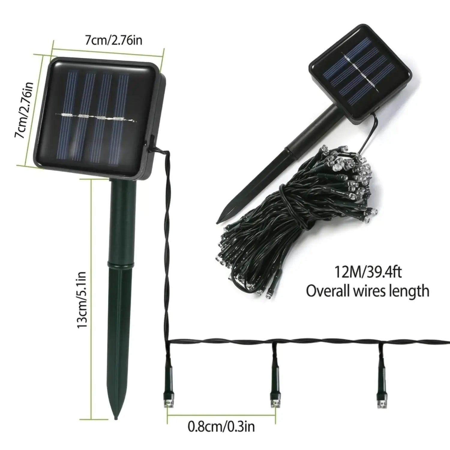 Solar String Lights Outdoor Purpose with 12M LED & 8 Mode Fairy Lights - Cool White - Decorative Solar Light