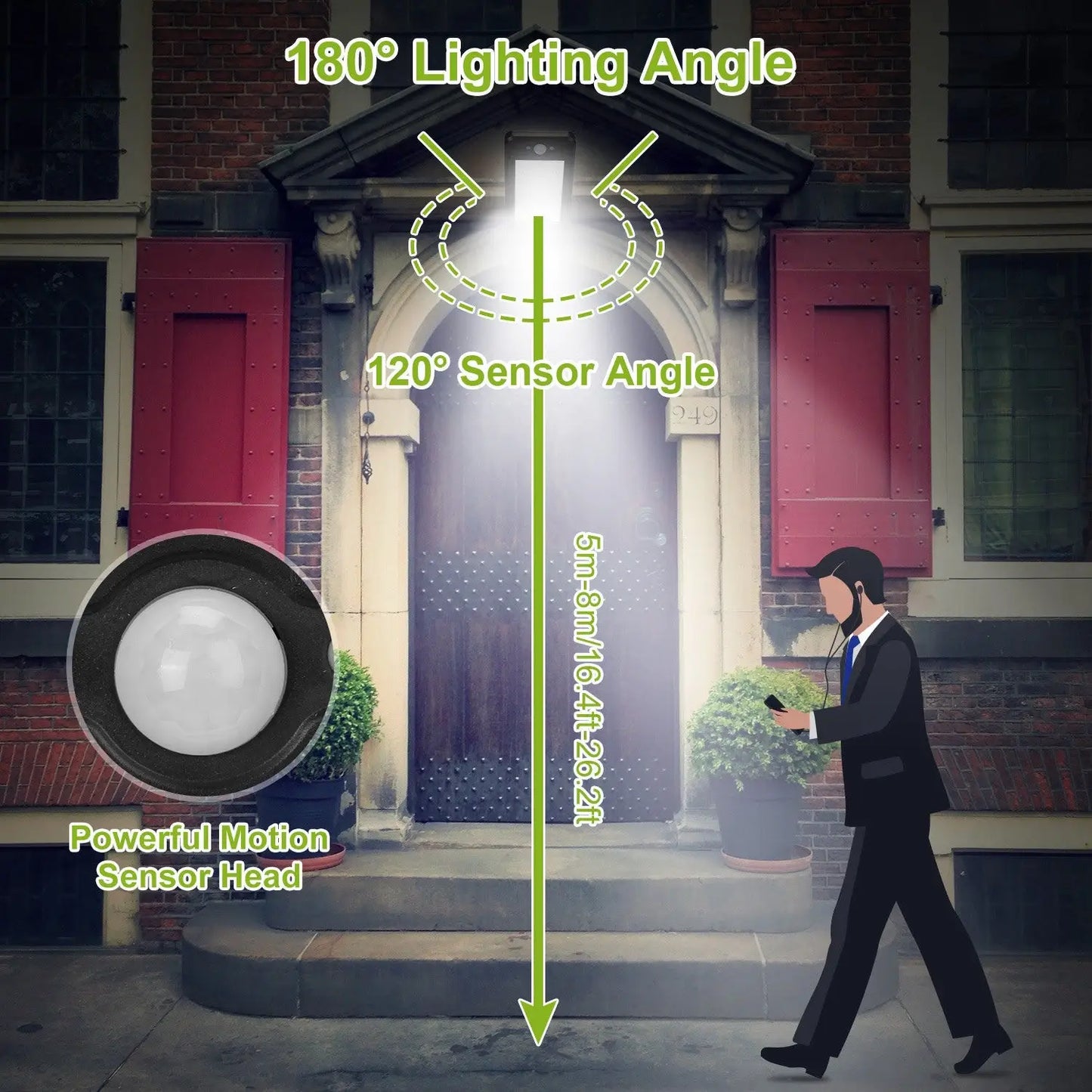 Solar Wall Light Outdoor 60LEDs PIR Motion Sensor Remote Control Wireless Lamps IP65 Waterproof Lighting For Garage