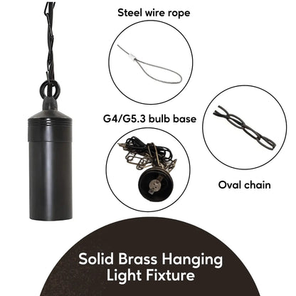 Solid Brass MR16 Hanging Light Fixture - No Bulb - Light Fixture