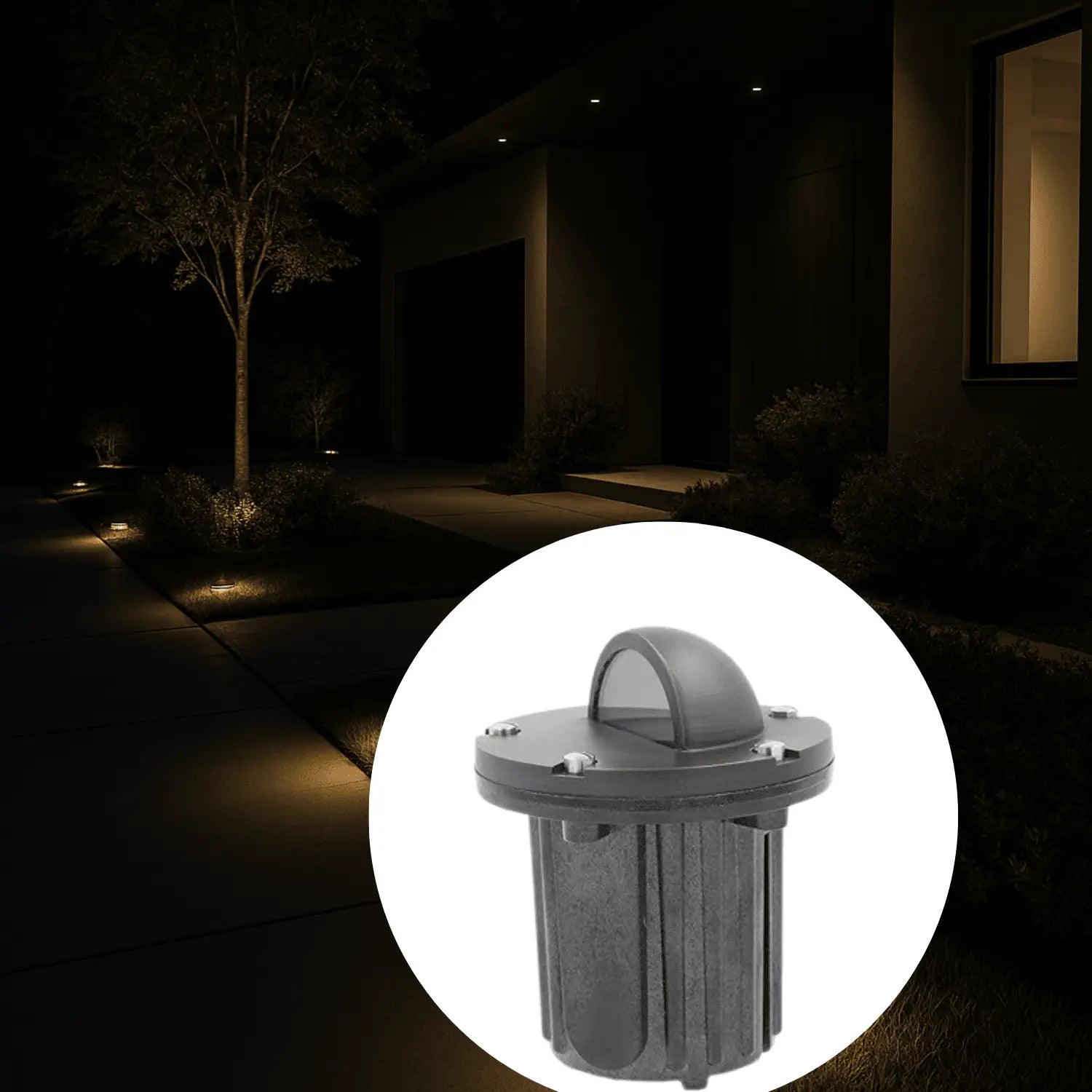 Solid Brass MR16 In-ground Well Light Cover Kit - Half Moon / Oil Rubbed Bronze - Well Light
