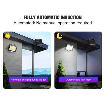 Split LED Solar Wall Light with Motion Sensor & Remote for Outdoor Use - Solar Light