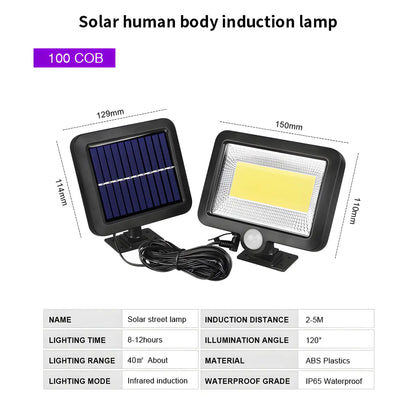 Split LED Solar Wall Light with Motion Sensor & Remote for Outdoor Use - Solar Light