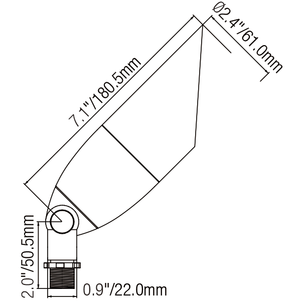 Spot Light Outdoor Fixture with Long Shroud – Die-Cast Brass for MR16 - Spot Light Fixture