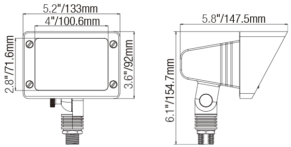 Square Outdoor Flood Light Fixture with MR16 or G4 Compatibility - Spot Light Fixture