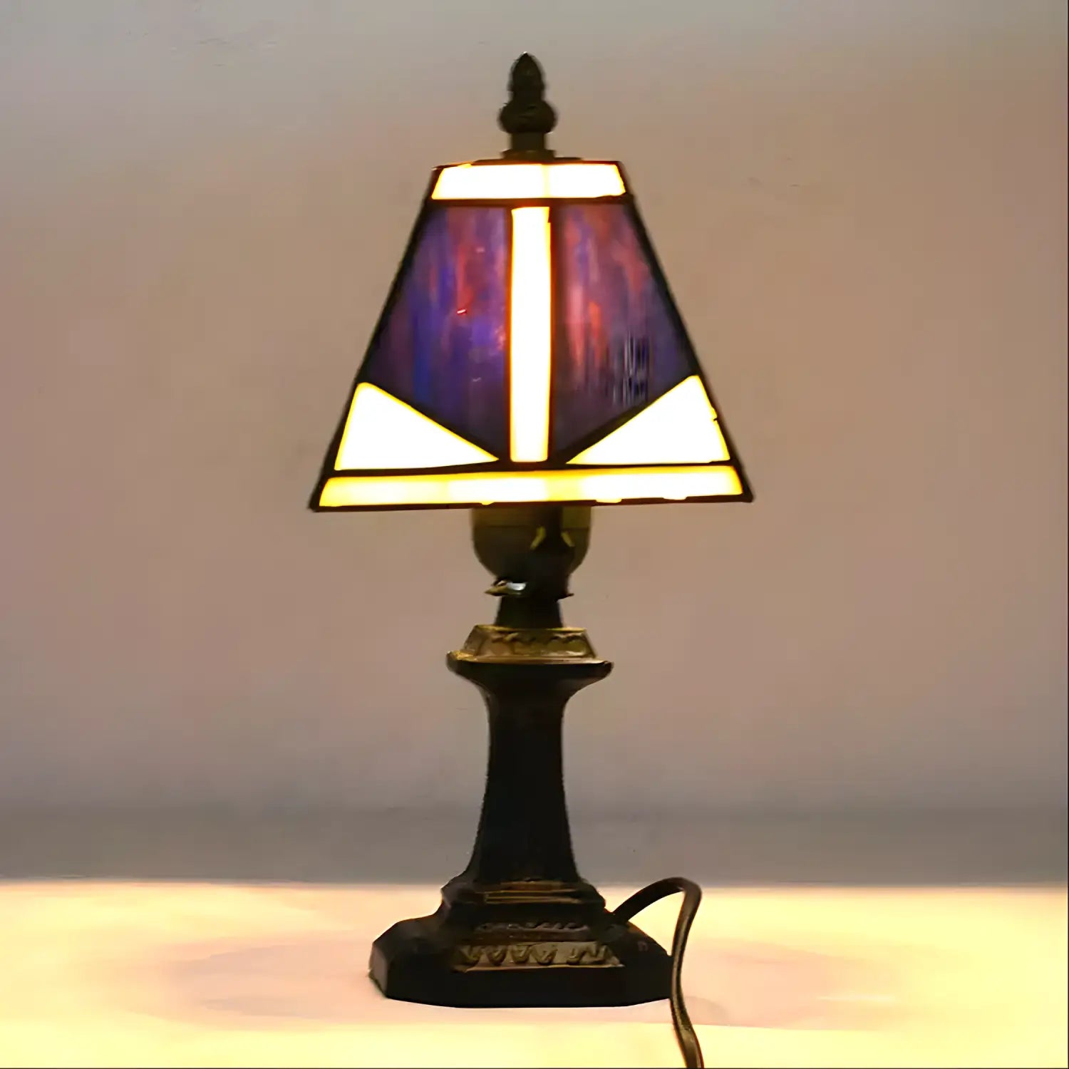 Square Tiffany Glass Tabletop Lamp - No Bulb - Table Lamp