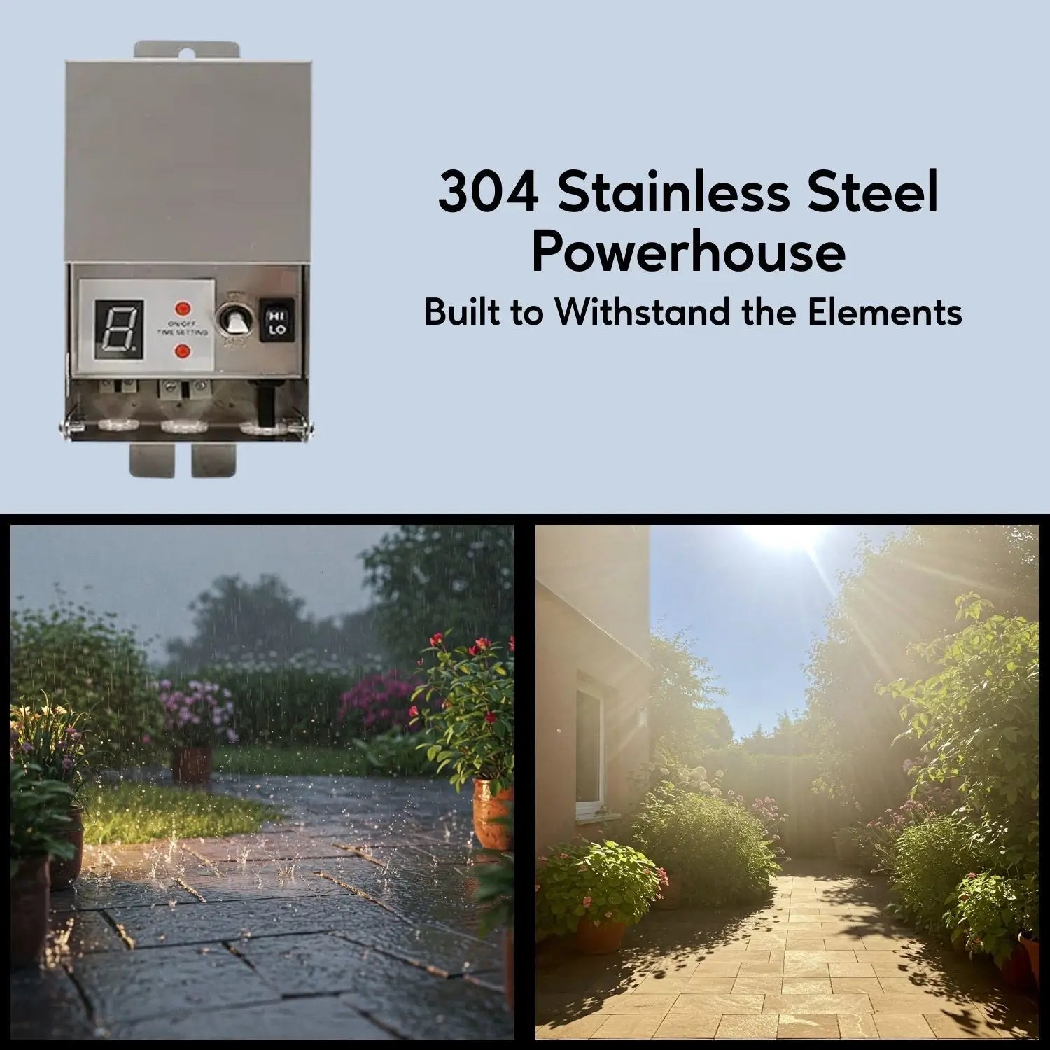 Stainless Steel Volt Transformer| 120V to Multi-Tap 12V/13V or 12V/15V AC - Landscape Lighting Transformer