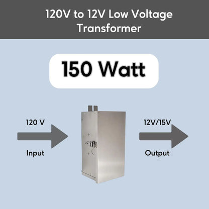 Stainless Steel Volt Transformer| 120V to Multi-Tap 12V/13V or 12V/15V AC - Landscape Lighting Transformer