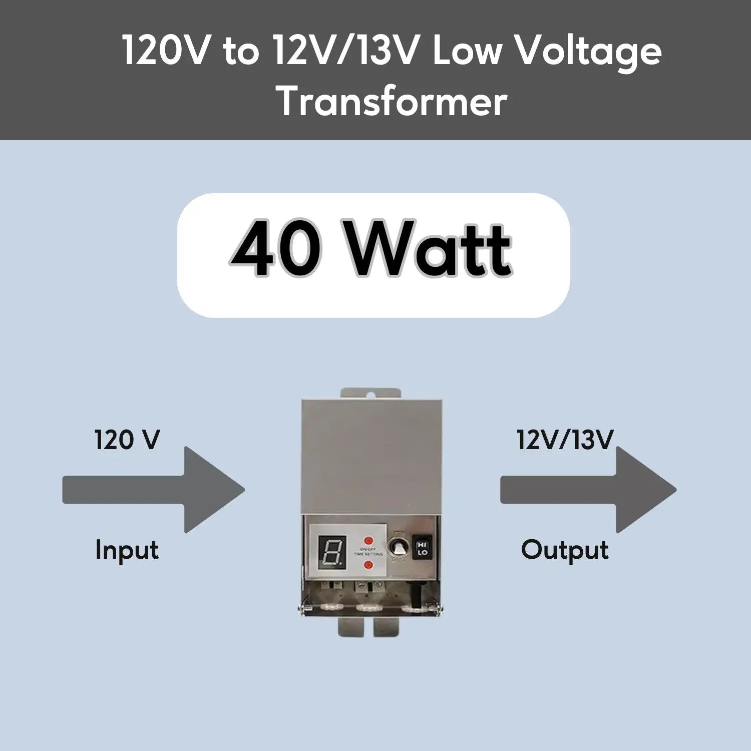 Stainless Steel Volt Transformer| 120V to Multi-Tap 12V/13V or 12V/15V AC - Landscape Lighting Transformer