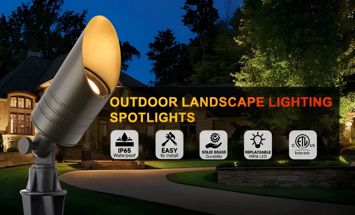 Standard Brass Outdoor Light Fixtures with MR16 Support and 72’’ Wire - Spot Light Fixture