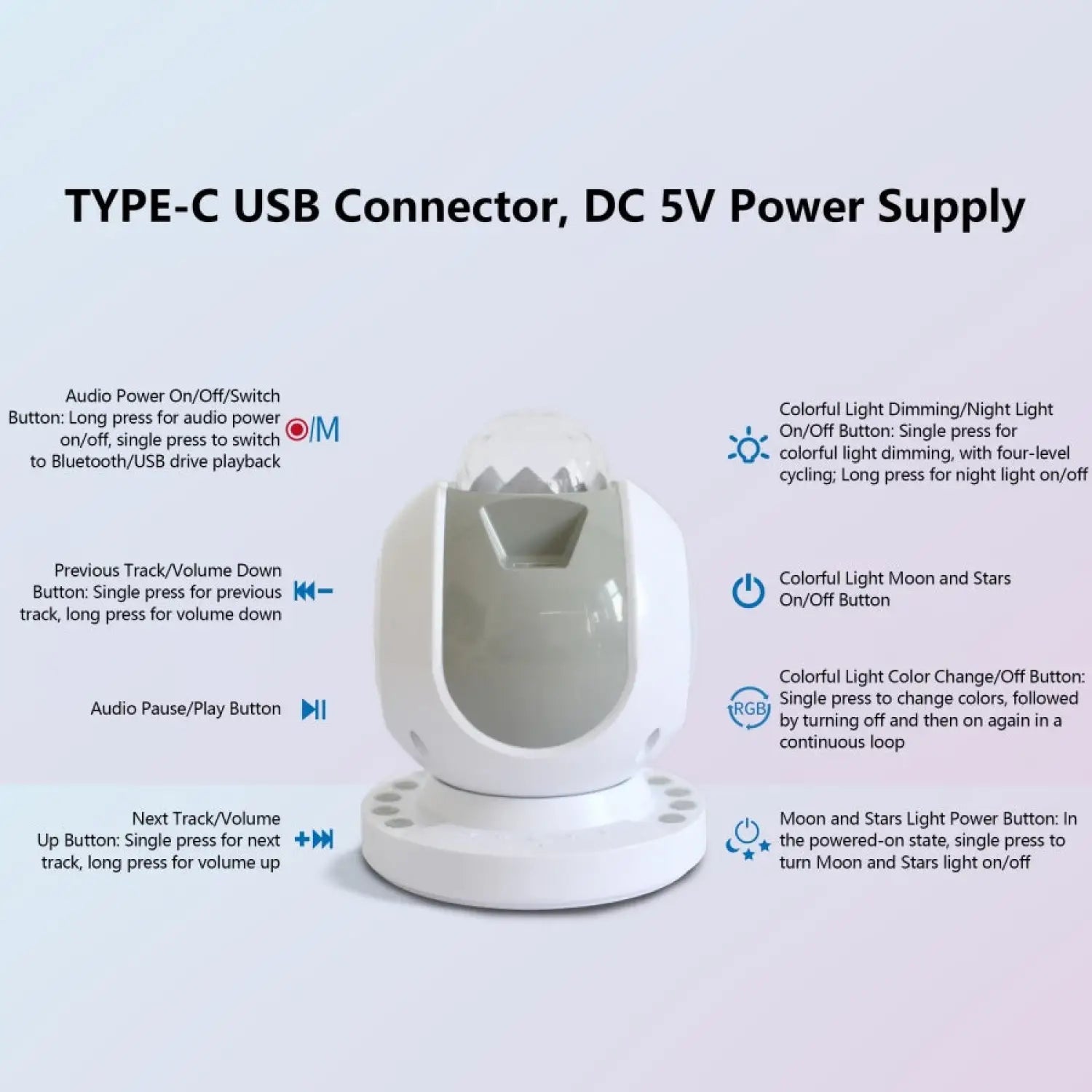 Starry Sky Light with Speaker – Bluetooth Galaxy Projector for Relaxation & Parties - portable lights