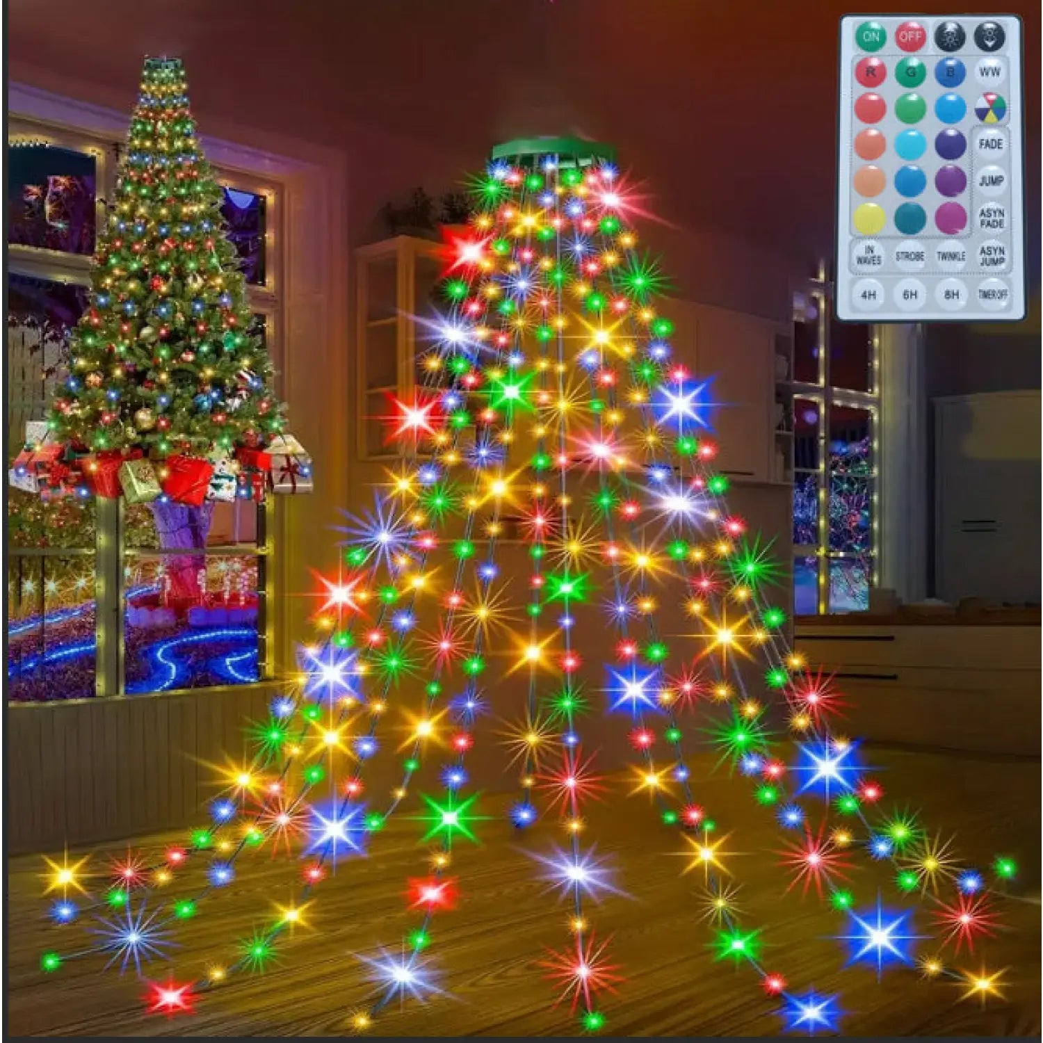 String Lights for Christmas LED Light Strings with Remote Control - MultiColor 16 Strings - Decorative Lights