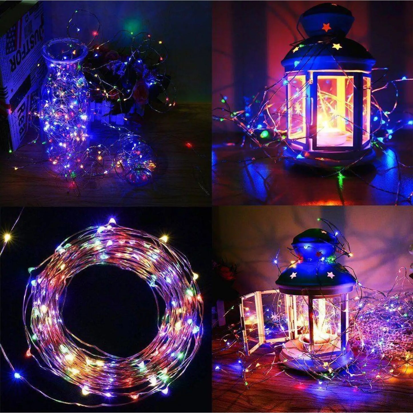 String Lights Solar Fairy 200 LED 66ft Waterproof Copper Wire - Colorful - 12V Hanging Light