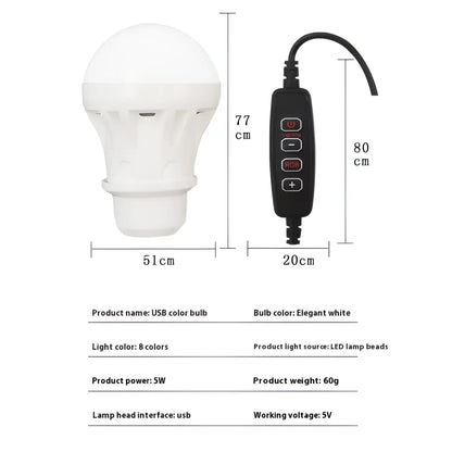 RGB Magic Color 5V Mobile Power Bulb Low Voltage Led - USB Magic Light Bulb - 12V Hanging Light