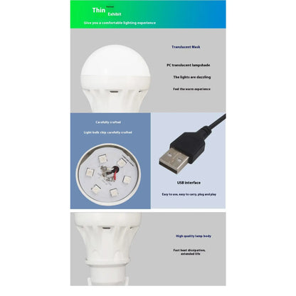 RGB Magic Color 5V Mobile Power Bulb Low Voltage Led - USB Magic Light Bulb - 12V Hanging Light