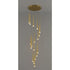 Stylish & Long Chandelier for Staircase with Compound Ring Design - Gold / 18heads / Trichromatic light - Hanging Light