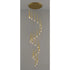 Stylish & Long Chandelier for Staircase with Compound Ring Design - Gold / 26heads / Trichromatic light - Hanging Light