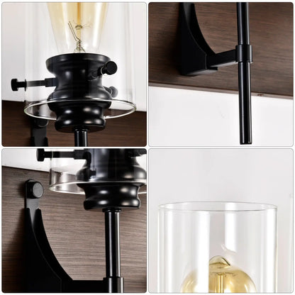 Stylish Wall Light Living Room with Elegant Black and Wood Finish - Matte Black - 12V Hanging Light