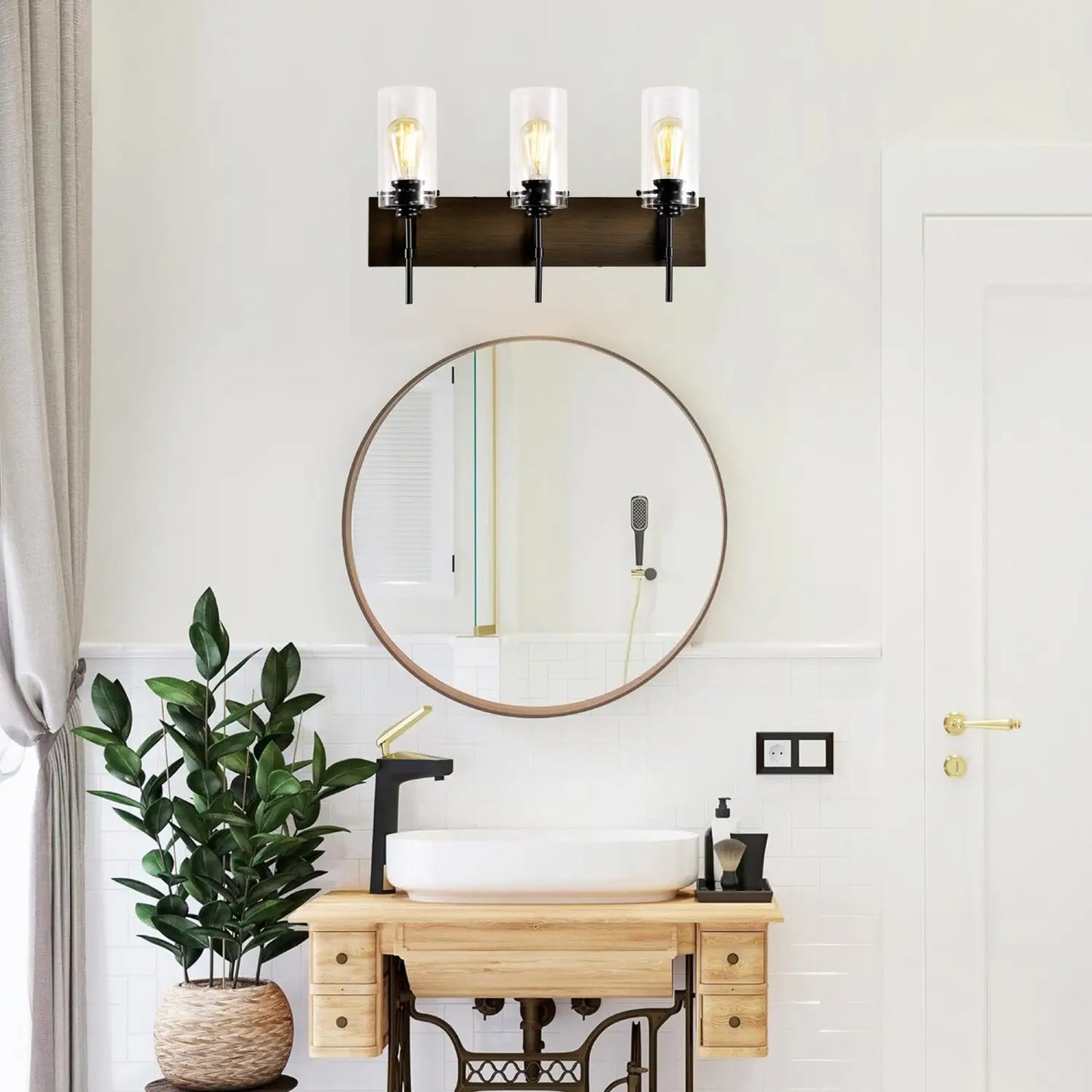 Stylish Wall Light Living Room with Elegant Black and Wood Finish - Matte Black - 12V Hanging Light