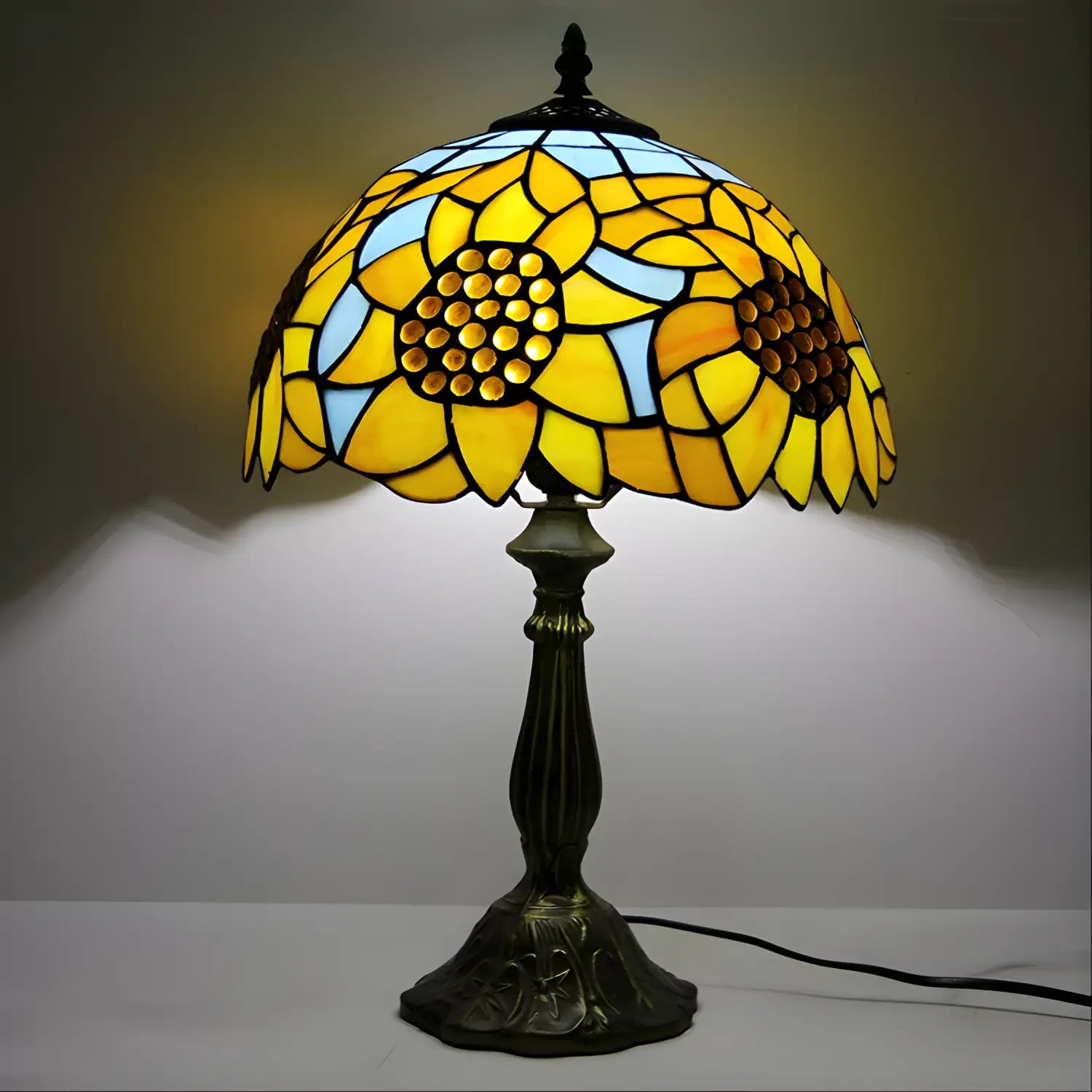 Sunflower Tiffany Glass Tabletop Lamp - No Bulb - Table Lamp