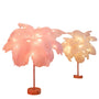 Table Feather Lamp Table with USB Battery Powered and Remote Control - Pink - Table Lamps